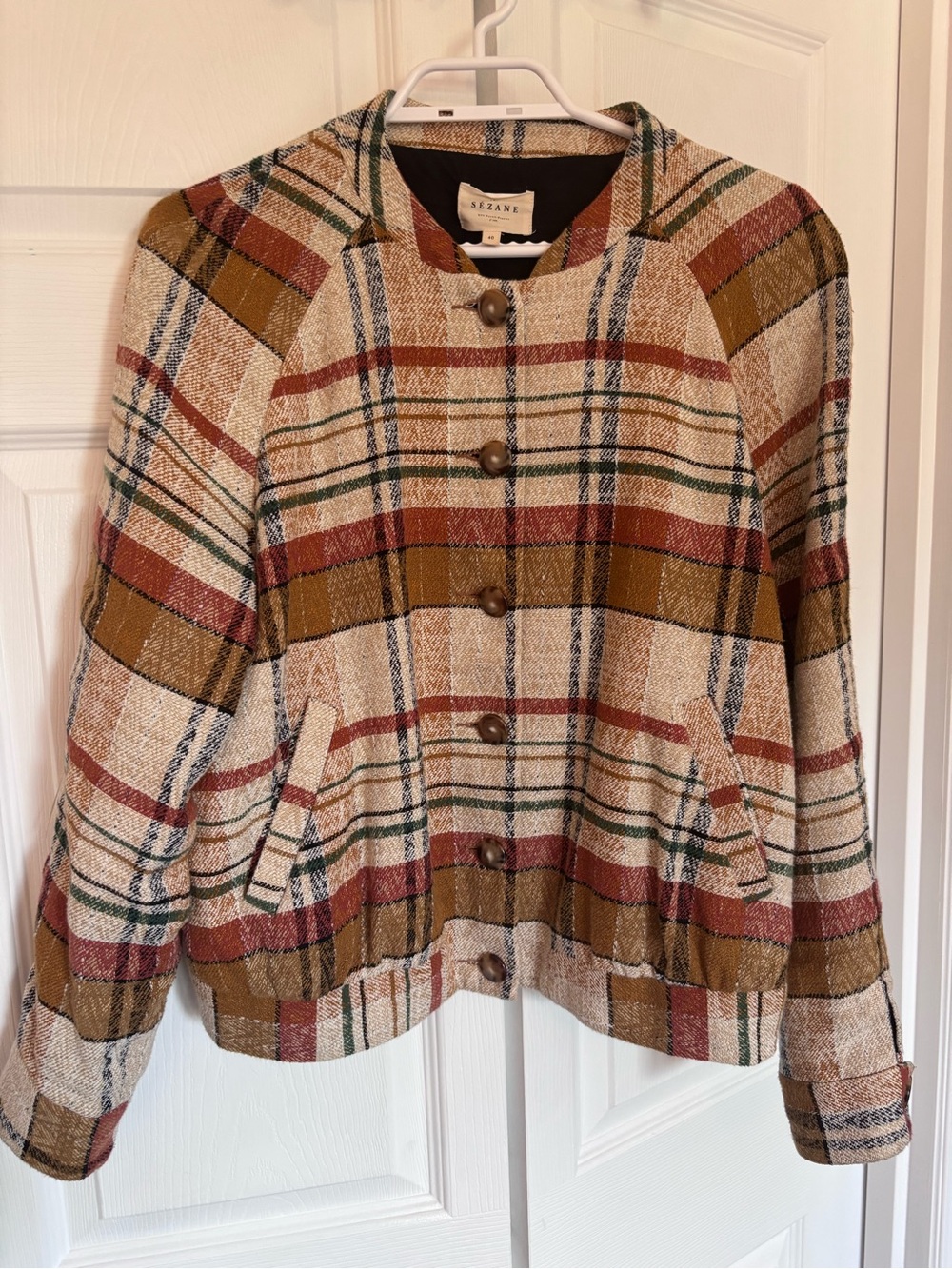 Mike Jacket Linen Cotton Texan Jacquard Plaid Tartan Print - Picture 2 of 8